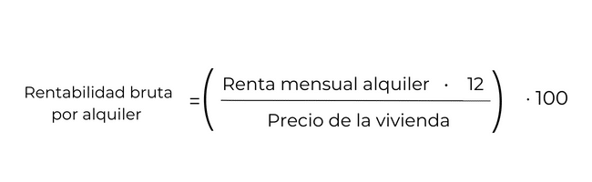 Formula para calcular la rentabilidad bruta del alquiler.