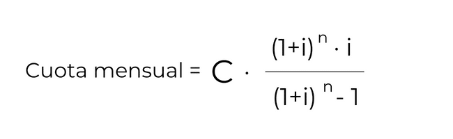 Formula para calcular la cuota mensual de la hipoteca fija