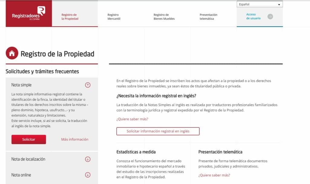 Tutorial para solicitar una nota simple desde el Registro de la Propiedad Online