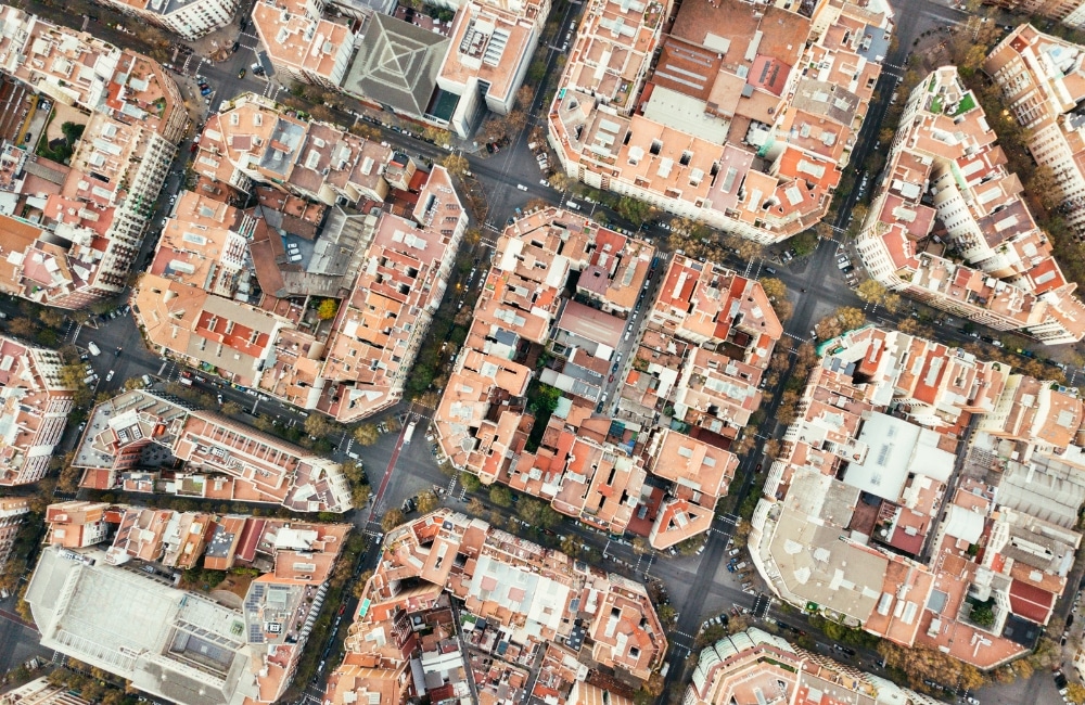 Vista aérea del Eixample, uno de los 5 mejores barrios para vivir en Barcelona